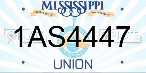 1AS4447 Mississippi License Plate