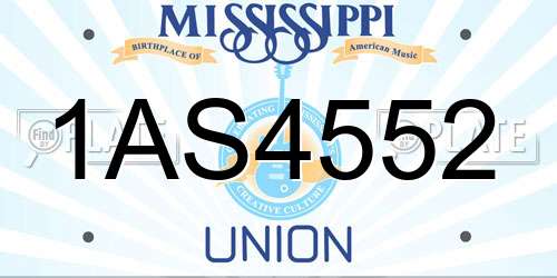 1AS4552 Mississippi License Plate