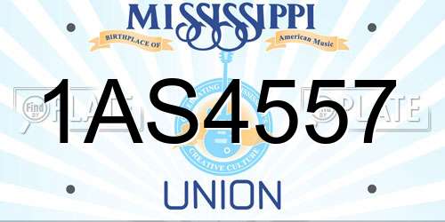 1AS4557 Mississippi License Plate