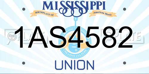 1AS4582 Mississippi License Plate