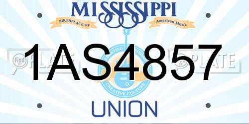 1AS4857 Mississippi License Plate