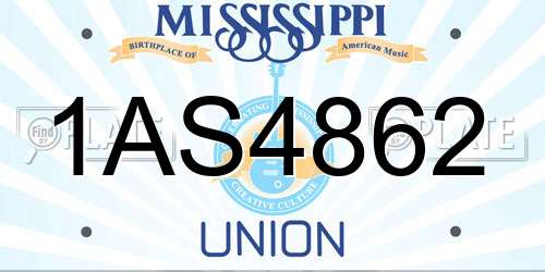 1AS4862 Mississippi License Plate
