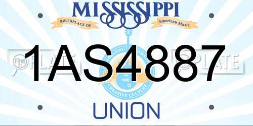 1AS4887 Mississippi License Plate