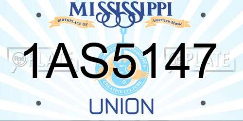1AS5147 Mississippi License Plate