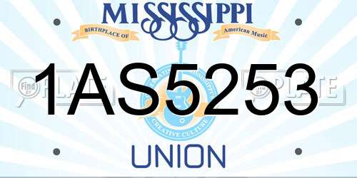 1AS5253 Mississippi License Plate