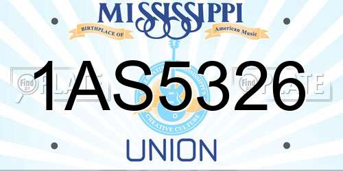 1AS5326 Mississippi License Plate