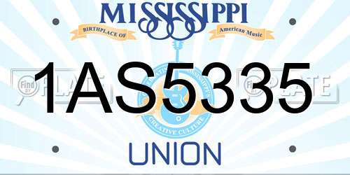 1AS5335 Mississippi License Plate