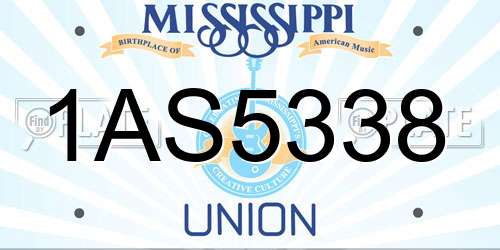 1AS5338 Mississippi License Plate