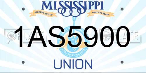 1AS5900 Mississippi License Plate