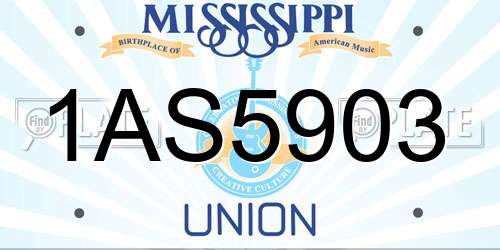1AS5903 Mississippi License Plate