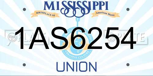 1AS6254 Mississippi License Plate