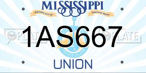 1AS667 Mississippi License Plate