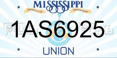 1AS6925 Mississippi License Plate