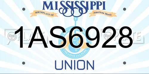 1AS6928 Mississippi License Plate