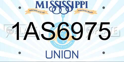 1AS6975 Mississippi License Plate