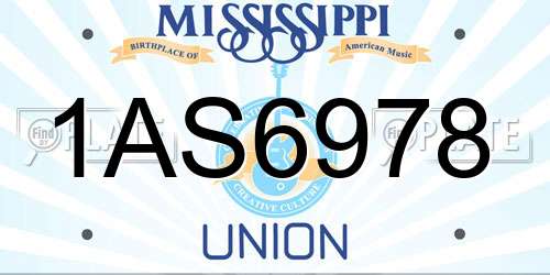 1AS6978 Mississippi License Plate