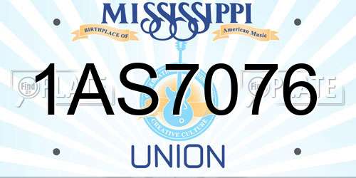 1AS7076 Mississippi License Plate