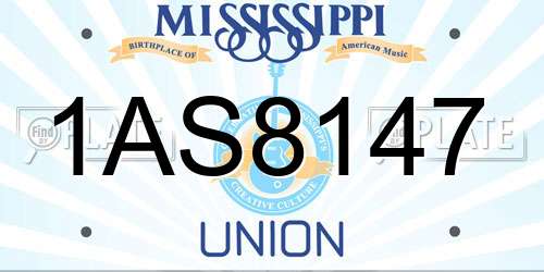 1AS8147 Mississippi License Plate