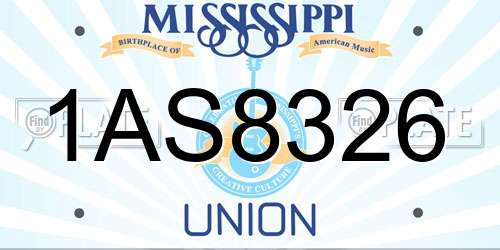 1AS8326 Mississippi License Plate