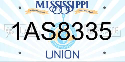 1AS8335 Mississippi License Plate