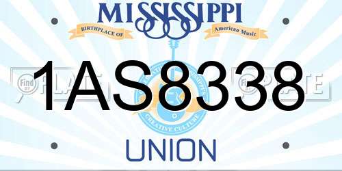 1AS8338 Mississippi License Plate