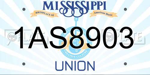 1AS8903 Mississippi License Plate