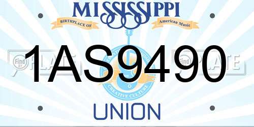 1AS9490 Mississippi License Plate