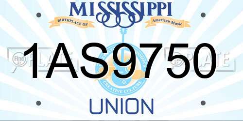 1AS9750 Mississippi License Plate