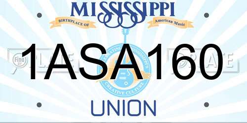 1ASA160 Mississippi License Plate