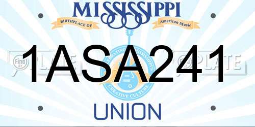 1ASA241 Mississippi License Plate