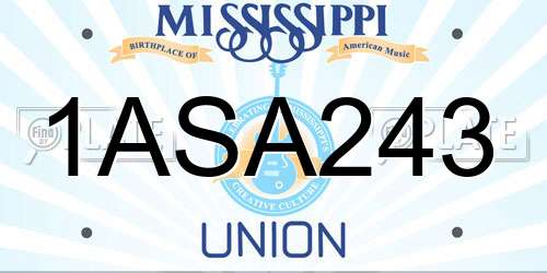 1ASA243 Mississippi License Plate