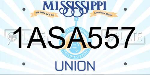 1ASA557 Mississippi License Plate