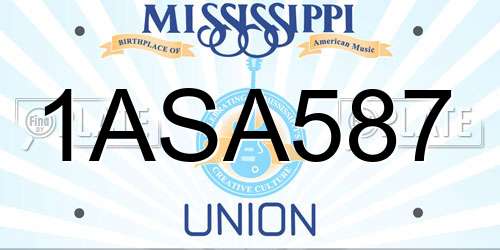 1ASA587 Mississippi License Plate