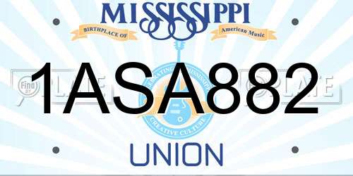 1ASA882 Mississippi License Plate