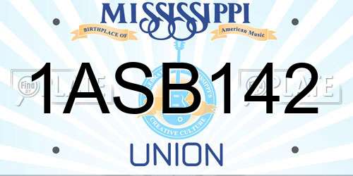 1ASB142 Mississippi License Plate