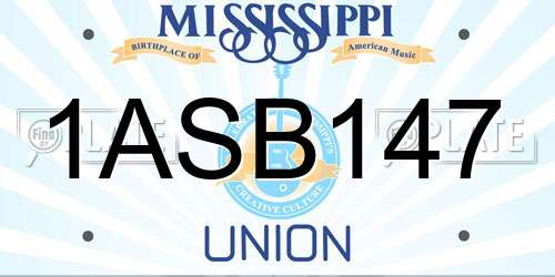 1ASB147 Mississippi License Plate