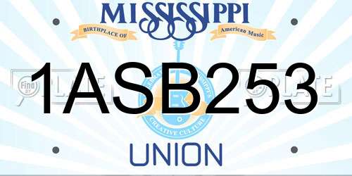 1ASB253 Mississippi License Plate