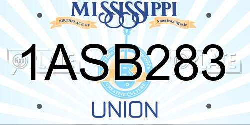 1ASB283 Mississippi License Plate