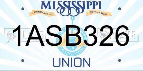 1ASB326 Mississippi License Plate