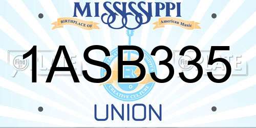1ASB335 Mississippi License Plate
