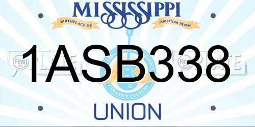 1ASB338 Mississippi License Plate