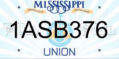 1ASB376 Mississippi License Plate