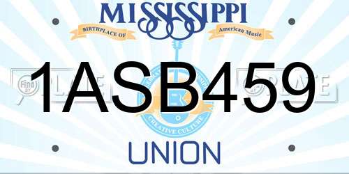 1ASB459 Mississippi License Plate