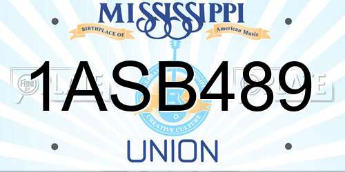 1ASB489 Mississippi License Plate