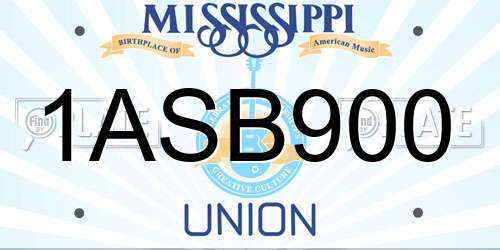 1ASB900 Mississippi License Plate