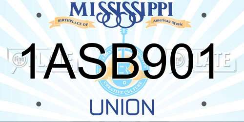 1ASB901 Mississippi License Plate