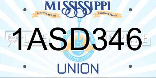 1ASD346 Mississippi License Plate