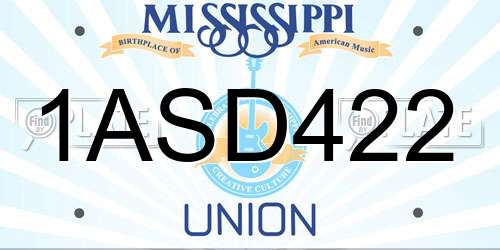 1ASD422 Mississippi License Plate