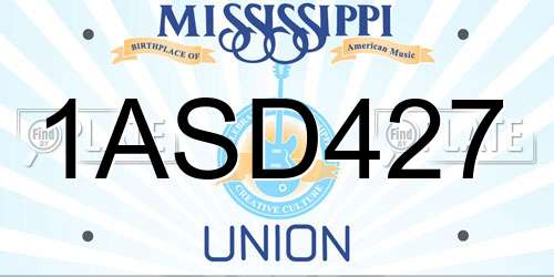 1ASD427 Mississippi License Plate