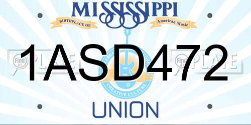 1ASD472 Mississippi License Plate